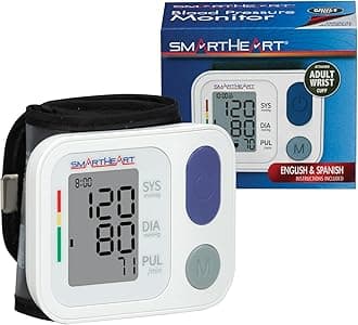 SmartHeart Blood Pressure Monitor | Adult Wrist Cuff | 2-Person Memory | 398 Total Reading Storage | Easy to Use | Automatic Inflation and Deflation