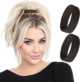 PONY-Ofor Fine, Medium or Slightly Thick Hair - Original No Damage Volumizing Ponytail Hair Ties - Patented Bendable Design - Stylish Hair Accessories for Women - 2 Pack Black - Medium