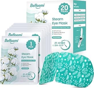 BeHoomi 20Packs Steam Eye Mask, Heated Eye Mask Warm Compress for Eyes, Disposable Self Heating Steam Mask for Sleep, Spa, Travel Essentials, Relaxation Gifts for Women, Mothers Day Gifts (Unscented)