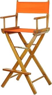 30" Director's Chair Honey Oak Frame-with Tangerine Canvas, Bar Height