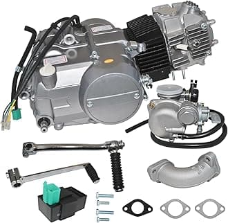 125CC 4 Stroke Engine Motor Kit,Single Cylinder with Air-Cooled Motor Engine Pit Dirt Bike ATV Quad Kit Manual Clutch Complete Kit for Honda XR50 XR70 CRF50 CRF70 Motorcycle Spark Plug A7TC