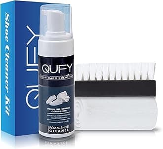 QUFY Shoe Cleaner Kit, Foam Shoe Cleaner - Shoe Brush - Microfiber Shoe Cloth -1 Pair Shoelace - White Shoe Polish Optional