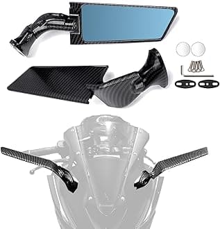 Motorcycle Mirrors Adjustable Rotating Stealth Mirrors Rearview Mirrors Carbon Fiber Style for CBR300R CBR500R CBR600RR CBR1000RR Ninja 300 400 650 ZX10R GSXR 600 750 Side Wing Mirrors (Blue)