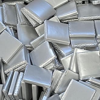 Milk Chocolate Neapolitans Plain Blank Foil Wrapped Event Party Favour Sweets (25, Silver Foil)