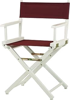 Casual Home Director Chair, White Frame-Solid Wood, 18 Inch