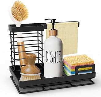 ZHHMl Sink Caddy, Kitchen Sink Organizer, Waterproof & Rustproof Sponge Holder with Drain Tray, Under-Sink Organizers for Dishcloth, Scrub Brush, Soap Bottle, Bathroom Countertop Storage