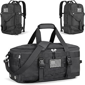 ETRONIK Gym Bags for Men Women, Tactical Duffle Bag Backpack with Shoe Compartment, 3 in 1 Carry on Travel Backpack with Wet Pocket, Weekender Overnight Range Bag for Workout Football Gym, Grey