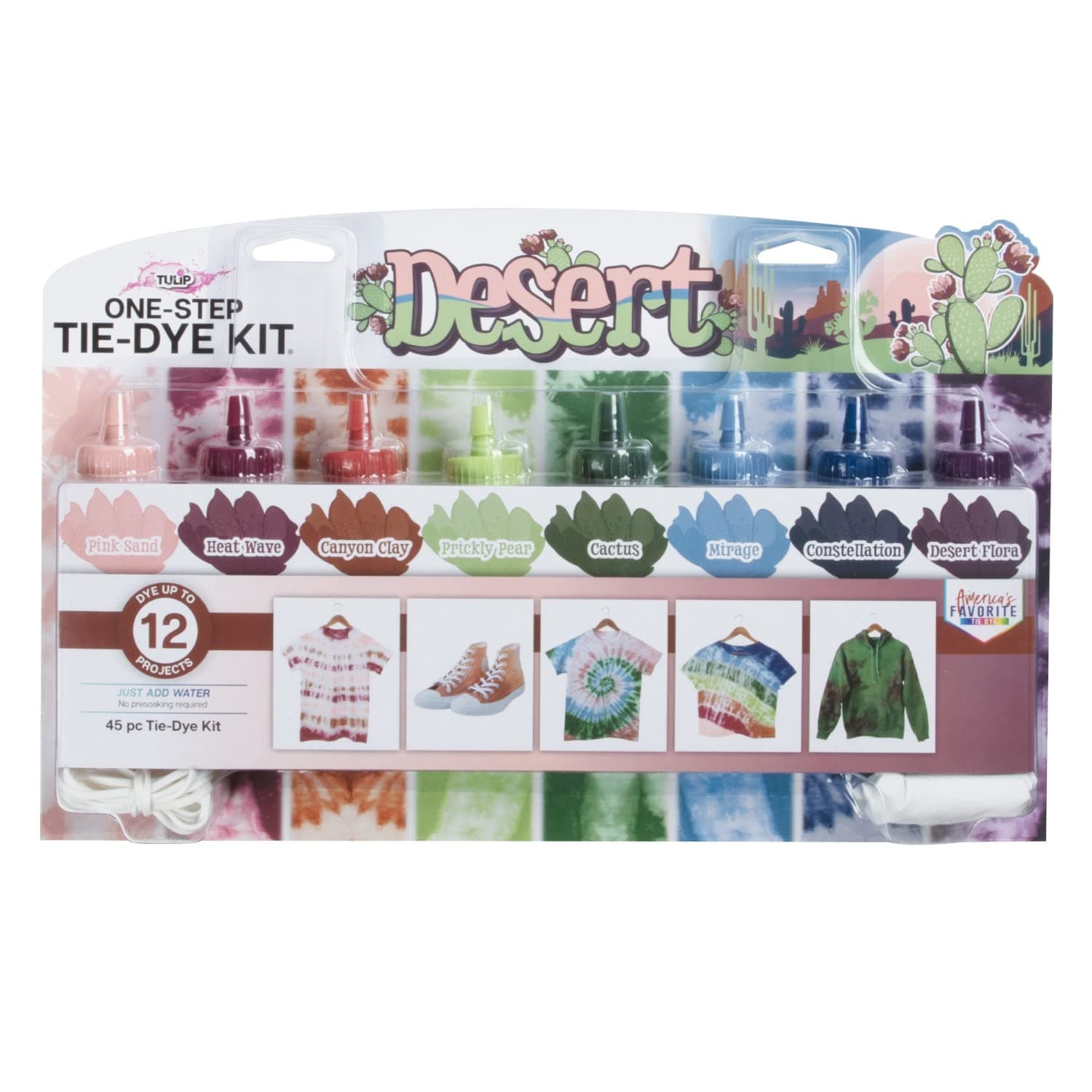 One-Step Tie-Dye Kit Desert Set, Easy for Beginner Skill Levels, 8 Easy Squeeze, Pre-Filled Bottles, Nature Inspired Wilderness Colors