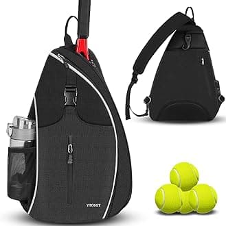 Tennis Bag, Tennis Sling Backpack Crossbody Water Resistant for Men Women, Compatible for Pickleball Badminton Rackets