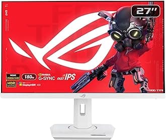 ROG Strix XG27ACS USB Type-C Gaming Monitor: 27-inch 2560x1440, 180Hz (Above 144Hz), 1ms (GTG), Fast IPS, Extreme Low Motion Blur Sync, USB Type-C, G-Sync compatible, tripod socket - White