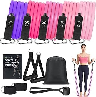 Exercise Resistance Bands with Handles for Working Out Workout Bands Set with Door Anchor for Physical Therapy, Yoga, Pilates