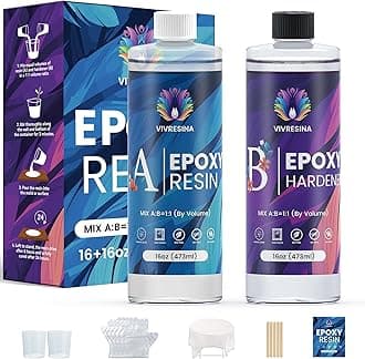 Vivresina Epoxy Resin Kit 32 OZ Clear Epoxica Resina Food Safe No Yellowing for Casting Coating Art DIY Craft Jewelry Wood Table Flower