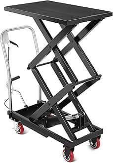 Hydraulic Lift Table Cart, 770lbs Capacity 50" Lifting Height Hydraulic Table Cart, Double Scissor Lift with Non-Slip Pad for Material Handling and Transportation, Black