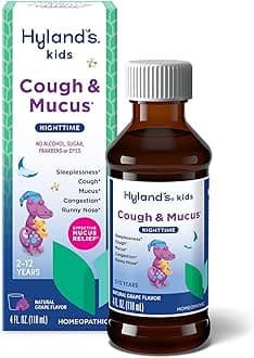 Kids Nighttime Cough Syrup & Mucus Relief, Kids Cough Medicine for Ages 2-12, Grape Flavor, Natural Sleep Aid, Cough, Runny Nose, Mucus & Congestion, Ounces