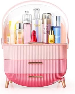 MASSY Egg Shape(Oval) Makeup Storage Box, Countertop Portable Vanity Cosmetics Organizer Preppy