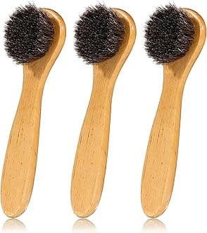 Shoe Brush, Boot Brush, 3 Pieces Horse Hair Brush for Leather, Shoe Brushes for Cleaning, Shoe Polish Brush, Horsehair Shoe Brush Leather Shoes Boot Cleaning Brush Care Clean Dauber Applicators