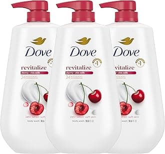Dove Body Wash with Pump,Revitalizante Cherry & Chia Milk, 3 Count, for Renewed Healthy Looking Skin, Moisturizing Gentle Skin Cleanser with 24hr Renewing MicroMoisture, 30.6 oz
