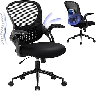 COLAMY Office Chair with Padded 90° Flip-up Armrest, Lumbar Support, Height Adjustable Ergonomic Desk Chair, Executive Swivel Rolling Computer Chair, Comfy Seat Cushion for Home/Office (Black)