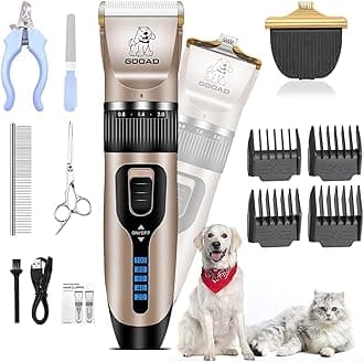 Dog Clippers for Grooming,Dog Grooming Kit for Heavy Thick Hair&Coats/Low Noise Rechargeable Cordless Hair Trimmer/Pet Shaver with Paw Trimmer for Small & Large Dogs Cats