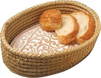 Bread Warmer Basket with Stone - Bread Baskets for Serving Tortilla, Sourdough Maker, House Warming Gifts New Home, Terracotta, Bakers Gift for Kitchen, Women, Men, Birthday, Hostess Farmhouse