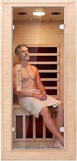 1 Person Infrared Sauna Room - Canadian Hemlock Wood Home Sauna with Bluetooth Speaker & Chromotherapy Light, Suitable for Home Bedrooms or Apartments (32" L x 34" W x 67" H)