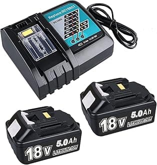 2 Pack 5000mAh BL1850B Battery + 4A DC18RC Charger Compatible with Makita18V Batteries 14.4V-18V BL1850 BL1830 BL1860 BL1840 and DC18RD DC18RC DC18SF DC18RCT Charger