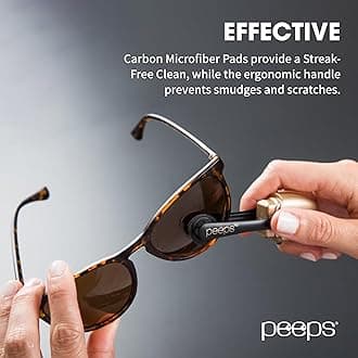 CarbonKlean Peeps Glasses Cleaner - for Eyeglasses, Reading Glasses, and More - Lens Cleaner with Carbon Microfiber Tech - Soft Touch Black - 3 Count