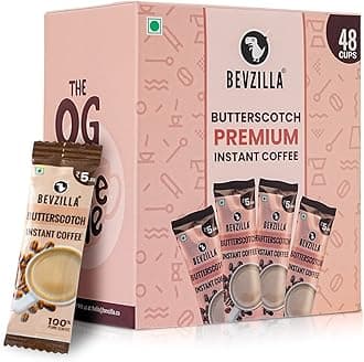 - Bevzilla 48 Instant Coffee Powder Sachets (Butterscotch) - 96 Grams| Hot & Cold Coffee| Makes 48 Cups|Arabica Coffee | Easy To Carry| Best For Espresso, Latte, Cappuccino