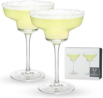 Viski Raye Angled Stemmed Margarita Glasses, Premium Crystal Cocktail glasses, Bar Accessories, Perfect Cocktail Gift, Set of 2, 12oz