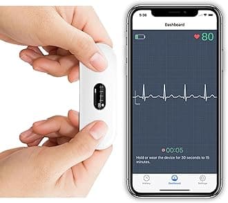 Personal ECG Heart Monitor with Chest Strap - Record ECGs at Home - Detects Atrial Fibrillation and Irregular Arrhythmias Results in 30 Seconds - Works with Most Smartphones