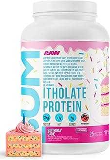 RAW Whey Isolate Protein Powder, Birthday Cake (CBUM Itholate Protein) - 100% Grass-Fed Sports Nutrition Powder for Muscle Growth & Recovery - Low-Fat, Low Carb - 25 Servings
