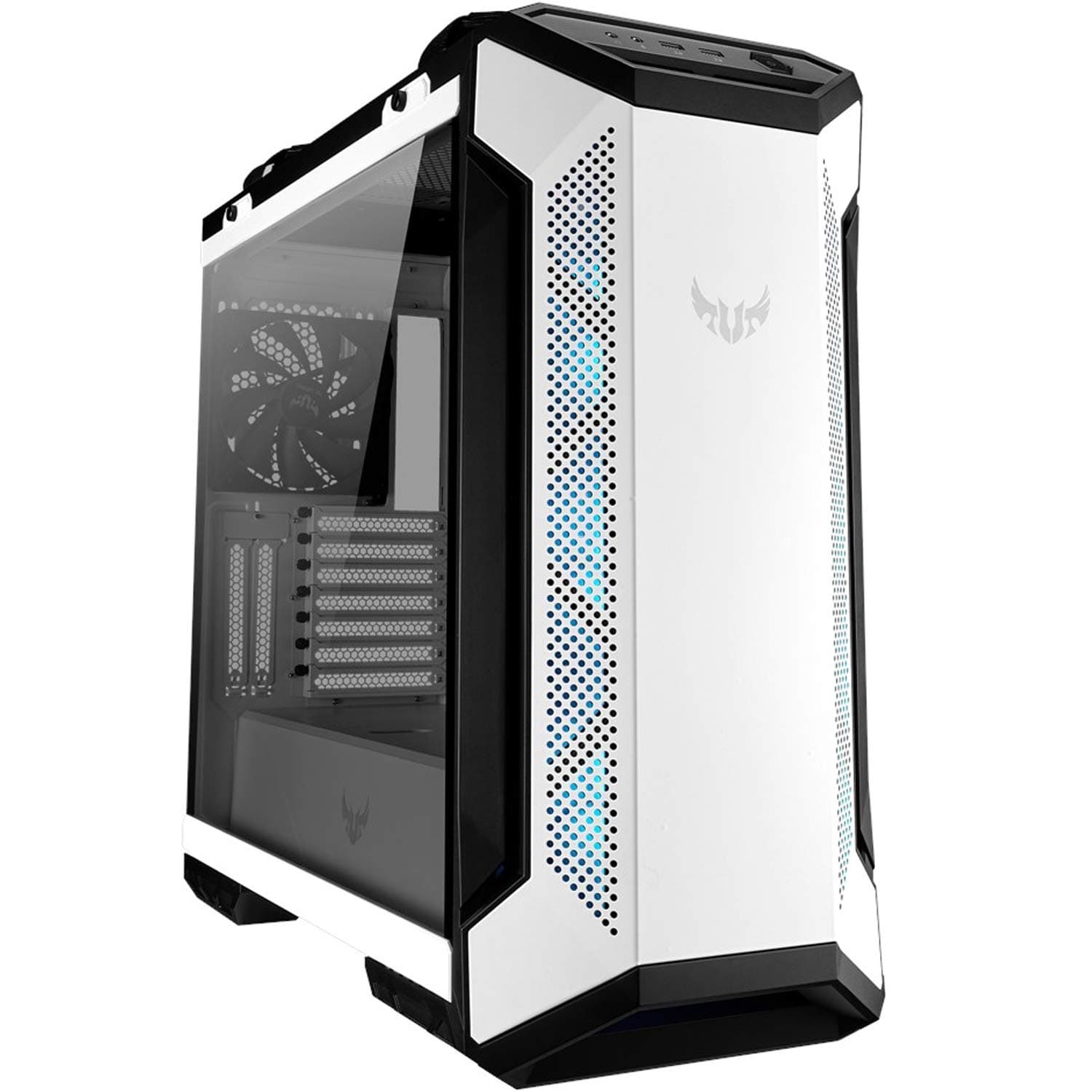 ASUS TUF Gaming GT501 White Edition Mid-Tower Computer Case for up to EATX Motherboards with 2 x USB 3.1 Front Panel, Smoked Tempered Glass, Steel Construction, and Four Fans