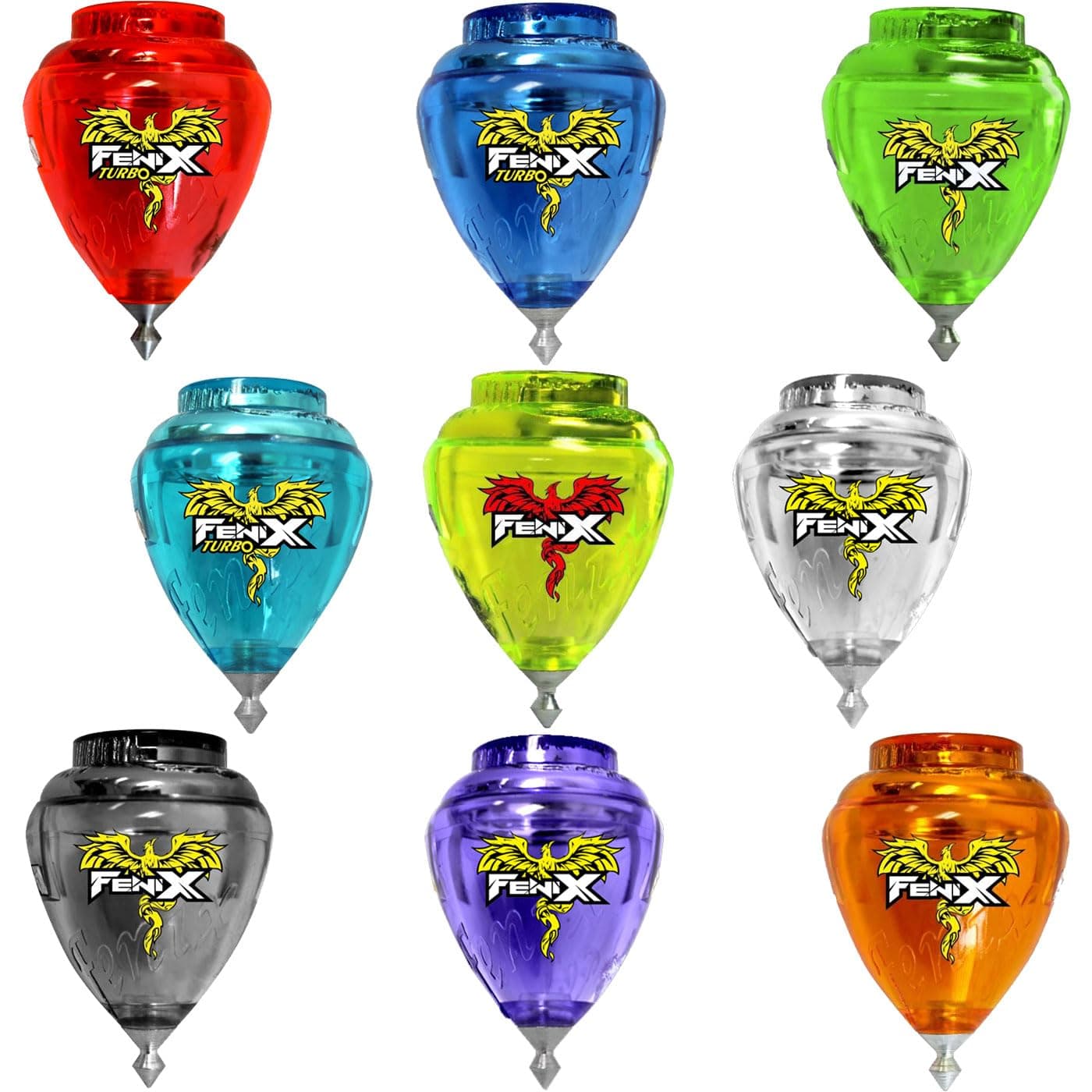 TROMPOS COMETA Fenix Turbo Spinning Top with Rotating Tip - Includes Rope with Ring and Star