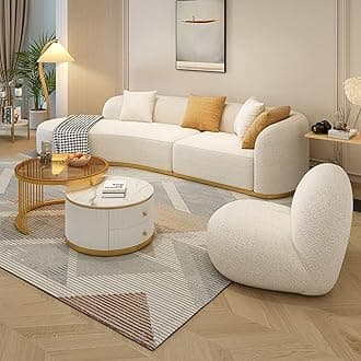 Lamb Fleece Sofa Set modern Nordic Style Sofa Living Room Cafe Hotel Shop Home Furniture (One Side Arc 220cm For 3 Seat)