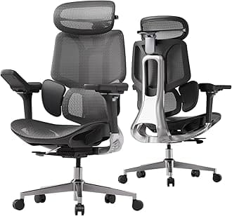 E3 Pro Ergonomic Office Chair, Big and Tall Office Chair - with 3-Zone Dynamic Lumbar Support, 4D Adjustable Headrest, 6D Adjustable Armrests, Swivel, Black(No Footrest)