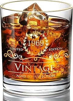1969 52th Birthday/ for Men/Dad/Son, Vintage Unfading 24K Gold Hand Crafted Old Fashioned Whiskey Gl, Perfect for Gift and Home Use - 10 oz Bourbon Scotch, Party Decorations
