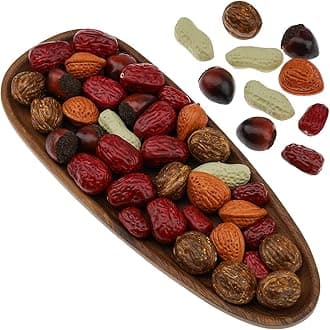 60 PCS Artificial Nuts Set Lifelike Decoration Fake Walnut Almond Peanut Chestnut Red Date Dried Jujube Restaurant Home Photography Props