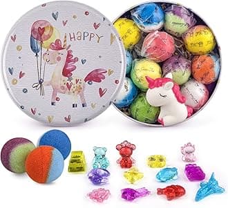 Bath Bombs for Kids, 12pcs Bath Bombs with Surprise Crystal Toys Inside, Handmade Natural and Organic Bubble Bath Fizzies, Birthday Easter Gift for Girls and Boys