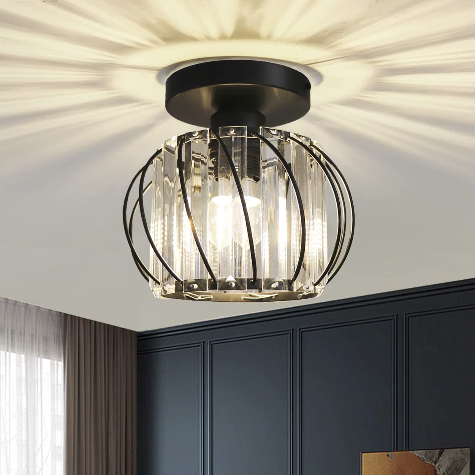 Chandelier Crystals Ceiling Lighting, Small LED Flush Mount Ceiling Light