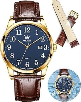 Watch Men Mens Watches Watches for Men Leather Band Classic Brown Leather Watch Men, Analog Watch Men, Black Mens Leather Watch, Dress Waterproof Large Face Mens Watch,Relojes para Hombres Watch