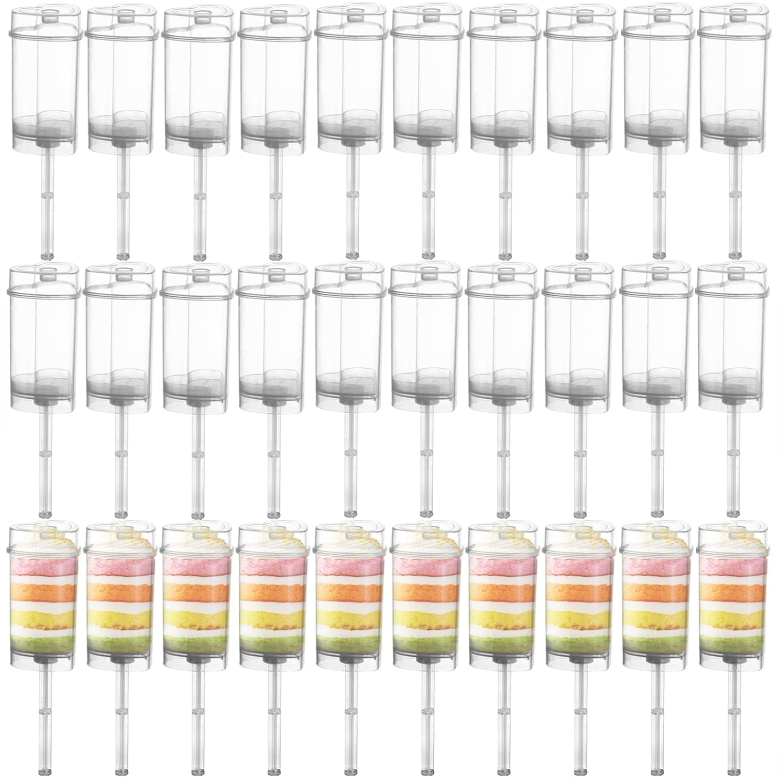 Jucoan 50 Pack Cake Push Pop Container with Lid, Heart Shape Leak-proof Portable Plastic Push up Pop for Ice Cream, Jelly, Layered Dessert, Frozen Treats, Wedding Birthday Bridal Shower Party