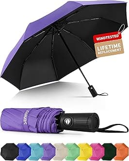 Seniny Windproof Travel Umbrella, Automatic Umbrellas for Rain, Portable & Compact Umbrellas for Backpack, Strong UV for Protection, Folding Small Sun Umbrella for Car, Walking