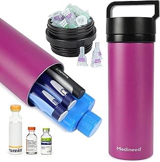 Insulin Cooler Travel Case TSA Approved, 60H Refrigerated Diabetes Travel Organizer with Ice Packs, Large Medication Cooler with Needle Compartment for Diabetic Supplies (Red)