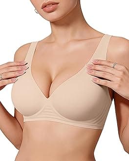 Womens Deep V Bras Wireless Comfortable Bra Supportive No Underwire Bras Tshirt Push Up Bralettes Plunge Seamless Bra