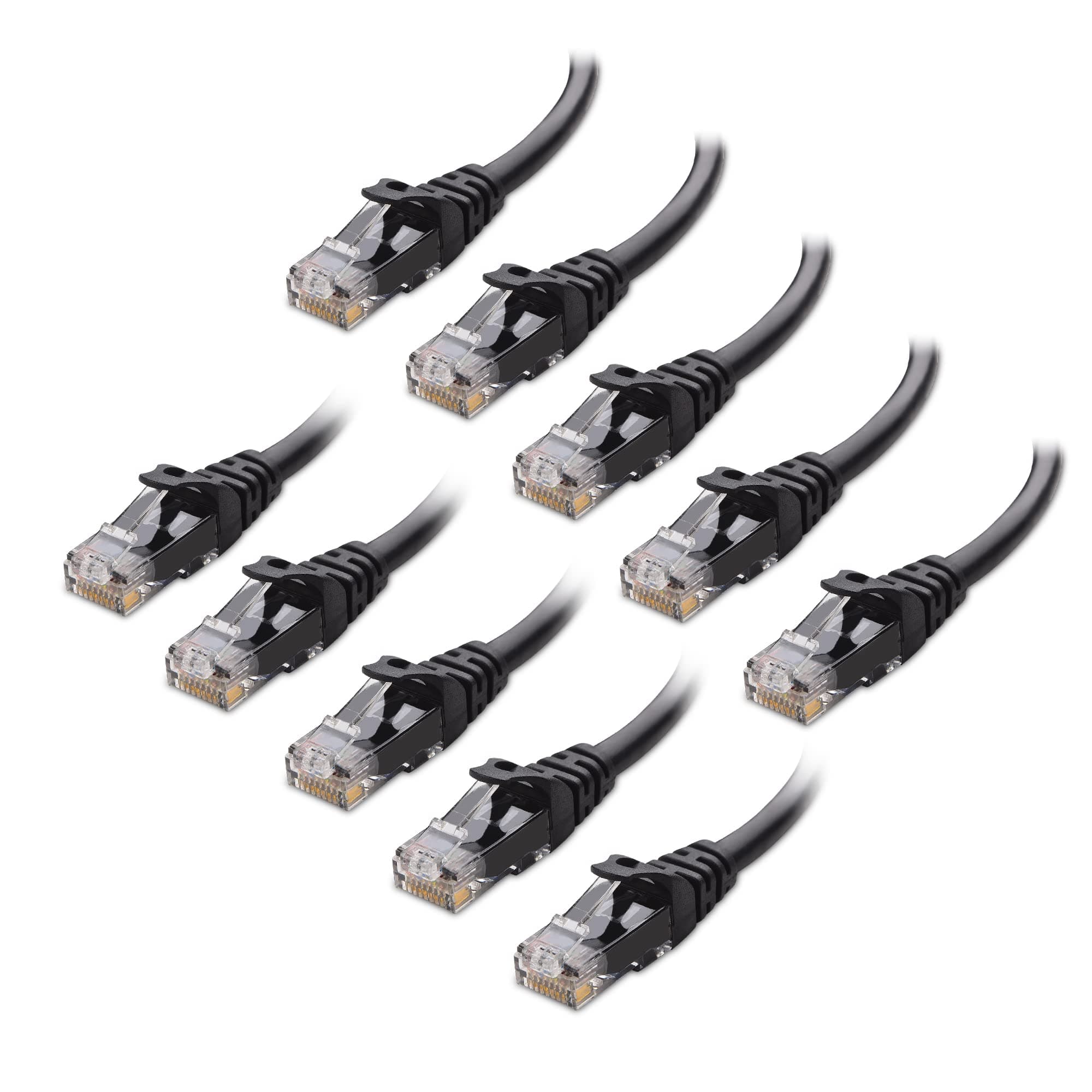 10-Pack 10Gbps Snagless Short Cat6 Ethernet Cable 0.3m (Cat6 Cable, Cat 6 Cable) in Black - 0.3 Meter