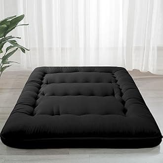 MAXYOYO 6" Extra Thick Japanese Futon Mattress, Foldable Tatami Pad for Adults, Floor Bed Roll Up Guest Mattress, Black, Full