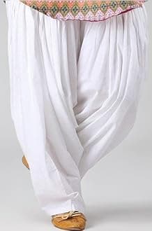 Women's Loose fit Cotton semi Patiyala Salwar White