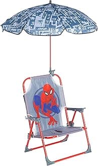 Idea Nuova Kids Outdoor Beach Chair with Umbrella, Spiderman