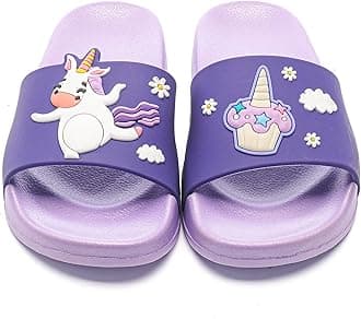 Toddler Little Kids Dinosaur Beach/Pool/Shower Slides/Anti-Skid Home Bath Slippers/Cute Summer Outdoor Shoes for Girls and Boys