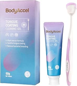 BodyAccel Tongue Cleaner Gel with Tongue Brush – Fresh Breath Oral Care Kit – Tongue Scraper Gel Set for Bad Breath Removal, Maintain Oral Health